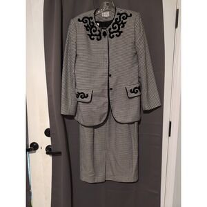 Emily...‎ Vintage Career Suit, 2 Piece Houndstooth Skirt Set, Women's Size 8